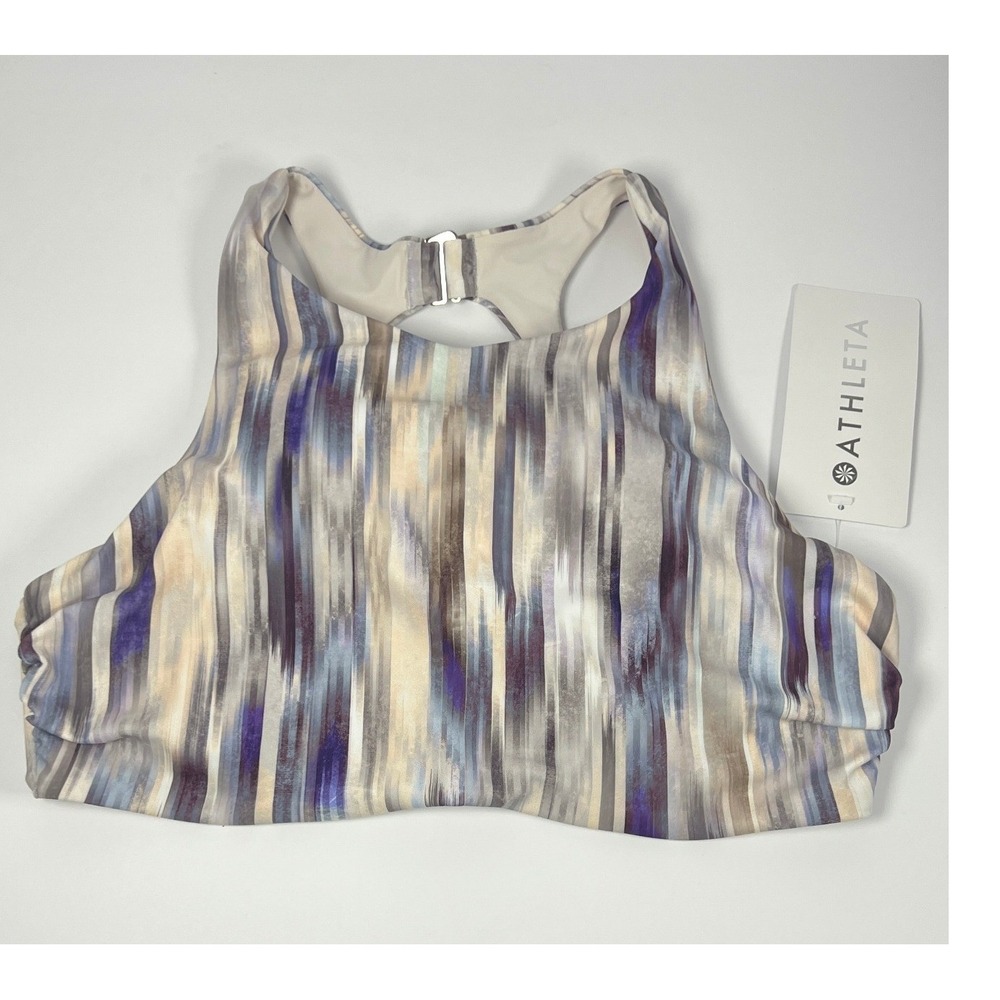 NEW! Athleta 36 B/C black Maldives Bra Cup Bikini Top‎ Swim  Color Grey Abstract